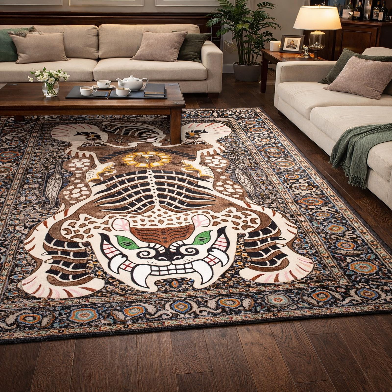 Tapis abstrait marron 120x180 pour un salon chaleureux et une chambre cosy