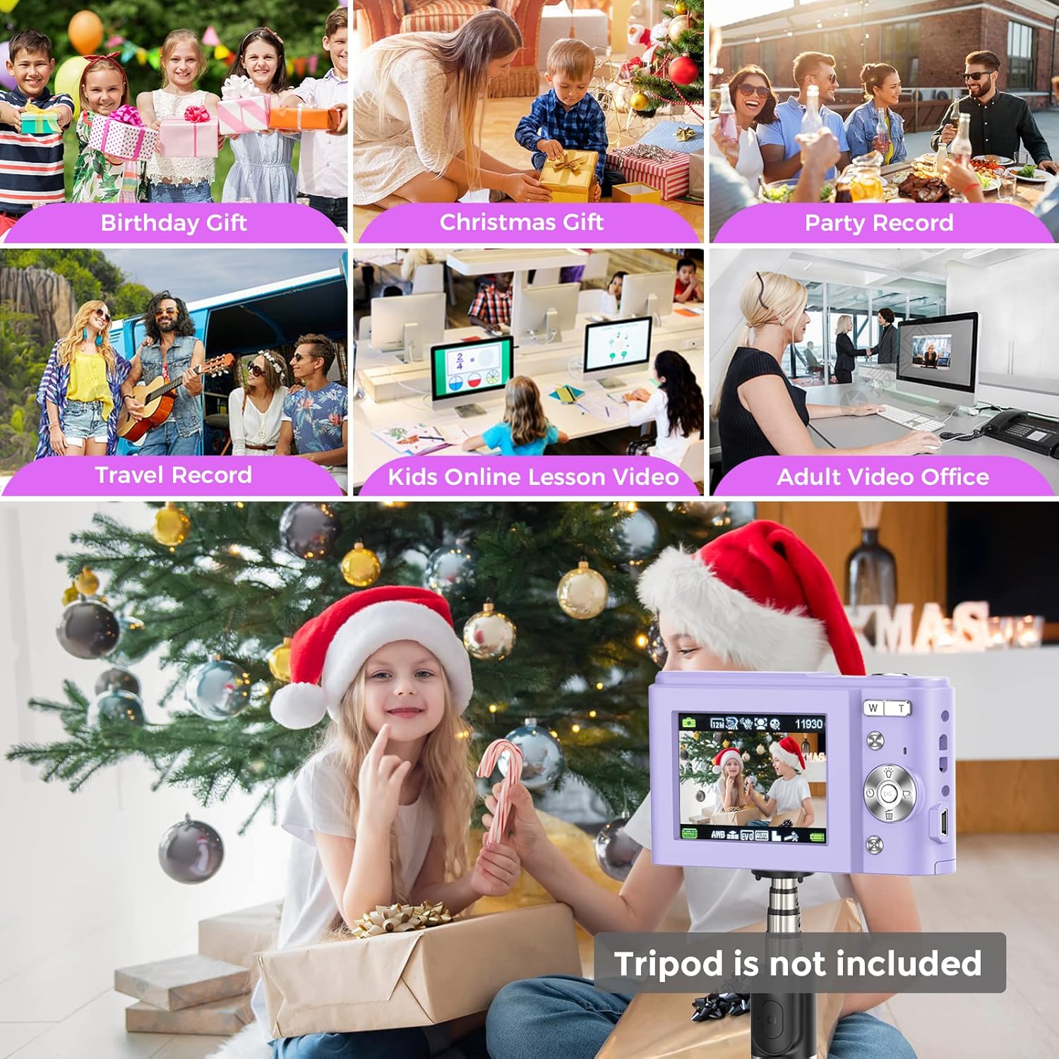 digital camera ruahetil fhd 1080p 36mp 2 4 inch lcd vlogging camera for kids 16x zoom 2 charging modes kids compact camera point and shoot camera fo