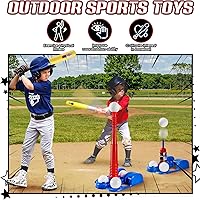 Vista 2 de Juego de pelota para niños, juegos de pelota en T para niños pequeños de 1 a 3 años, juguetes de béisbol con 6 bolas/guante/máquina