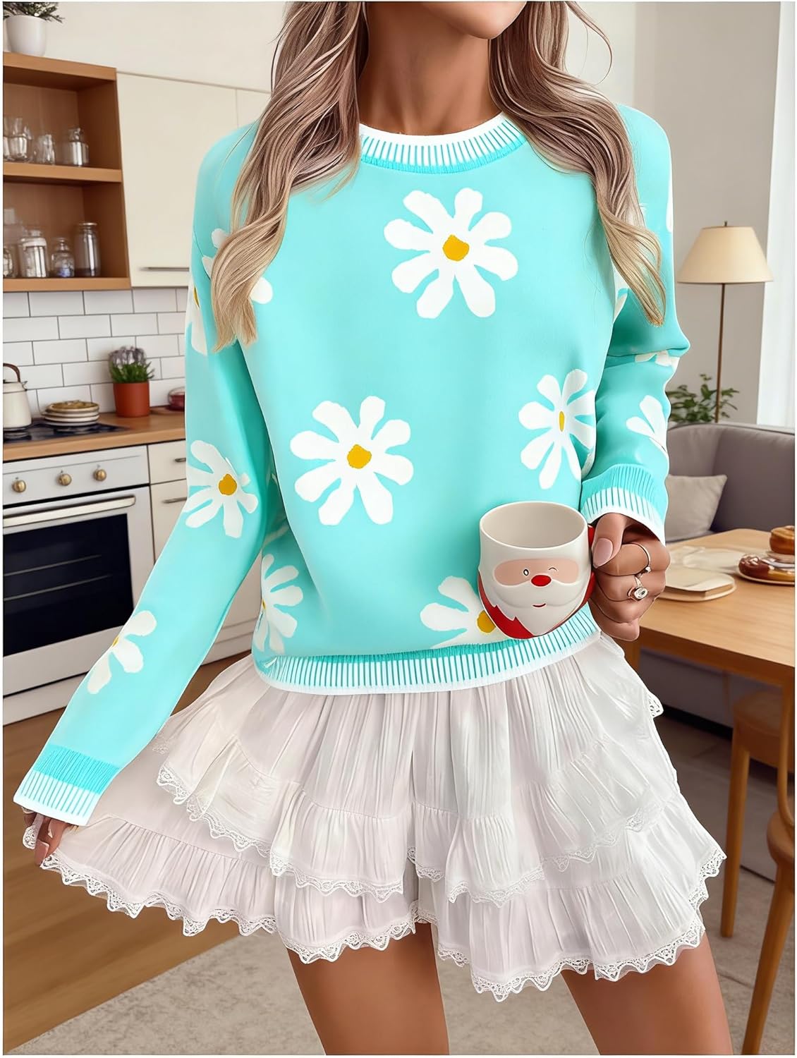 LUKYCILD Valentines Sweater Women Love Heart Sweatshirt Valentine Day Love Sweaters Cute Knitted Long Sleeve Pullover Tops - Image 5