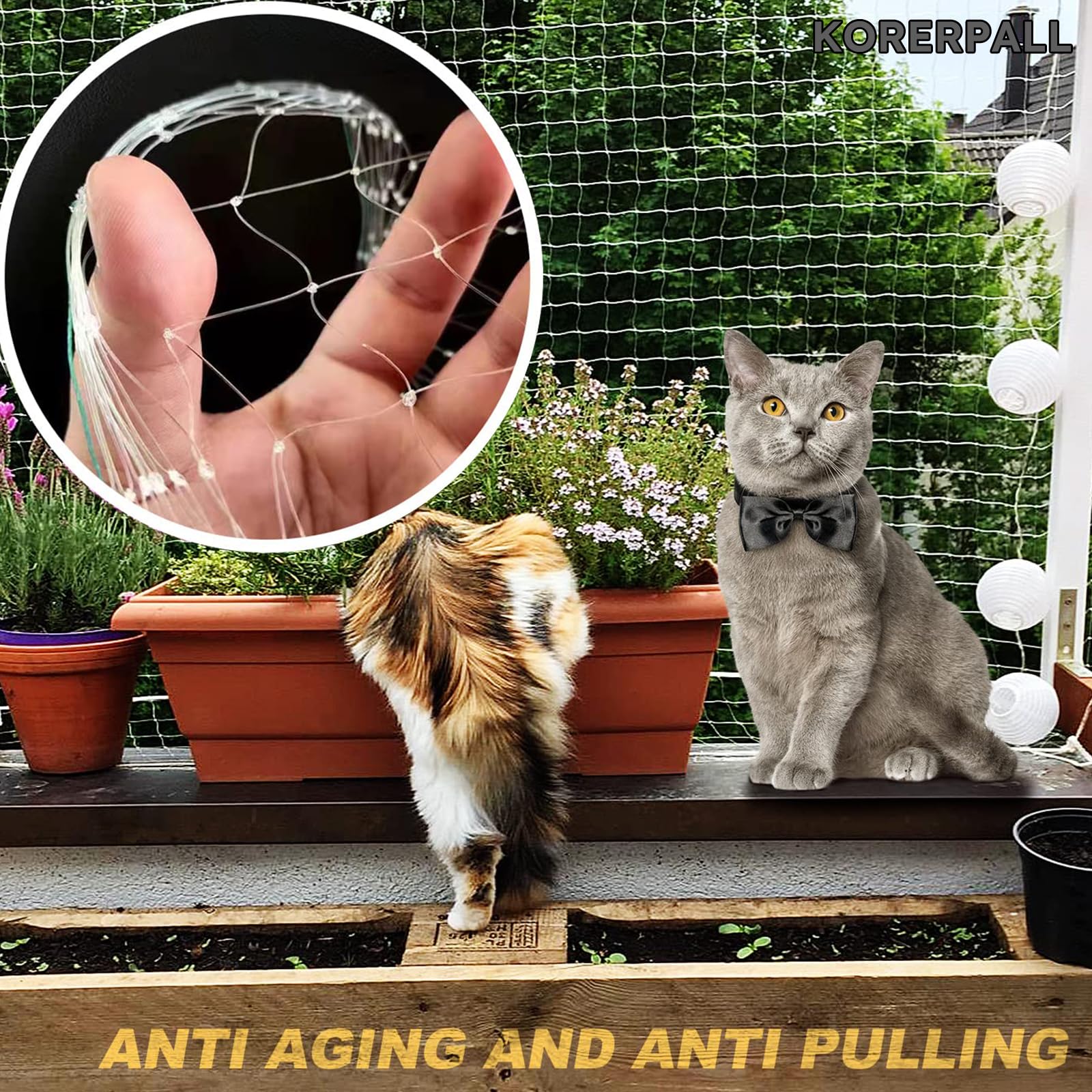 Kattennet, terras en balkon, 5 x 10 m, veiligheid voor katten, beschermingsnet voor ramen en trappen, binnen en buiten