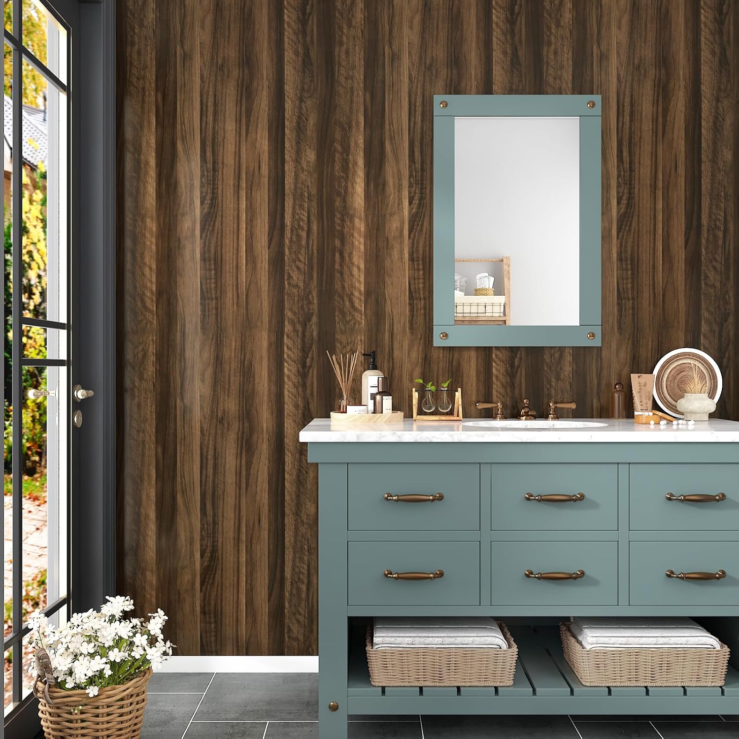 Wallercity Dark Brown Wood Grain Wallpaper Vinyl Waterproof Peel and Stick Countertops Wood Look Contact Paper for Shelf Liner Self Adhesive Wallpaper for Cabinets Drawer Vintage Wall Paper 24''x315''