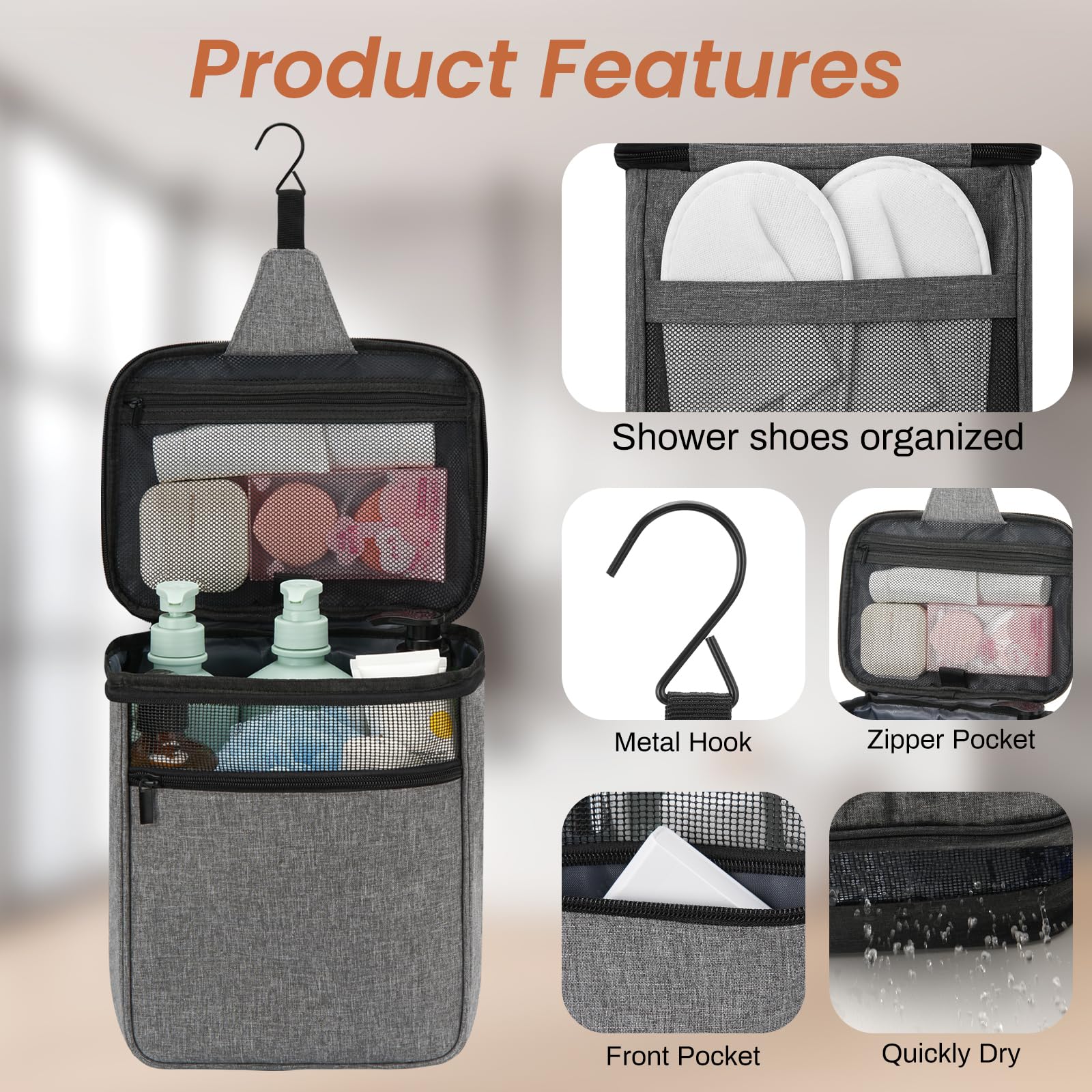 Bolsa de ducha para hombres y mujeres (gris)