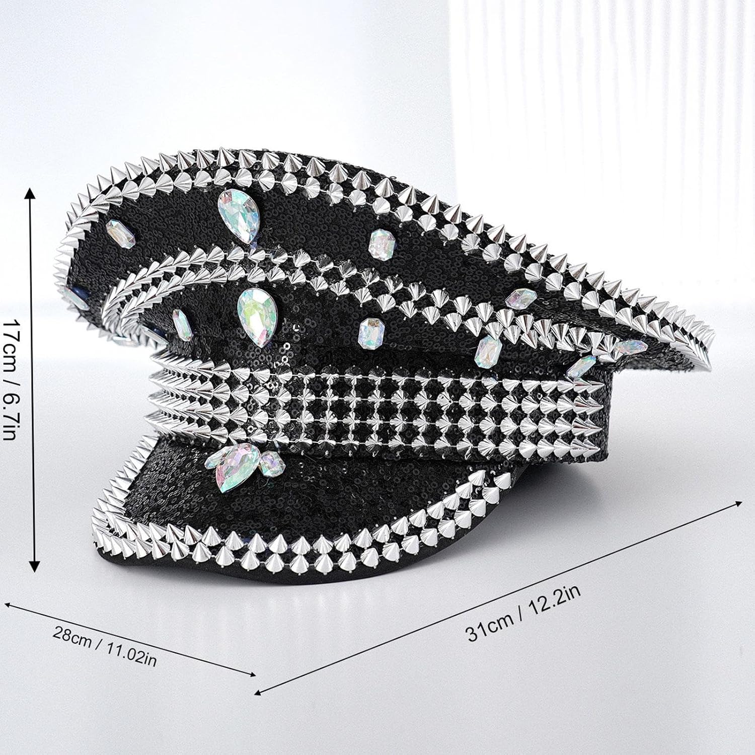 Music Festival Hat Gothic for Adults Sequin Cap for Stage Performance Cosplay