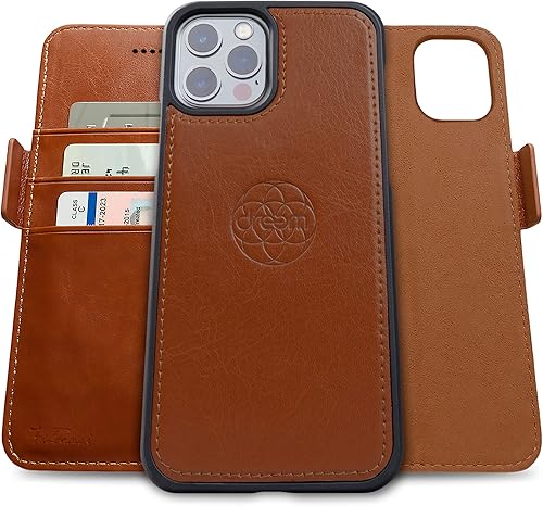 Dreem Fibonacci - Funda tipo cartera compatible con iPhone 13 Pro Max, funda 2 en 1 a prueba de golpes y funda desmontable de piel vegana,