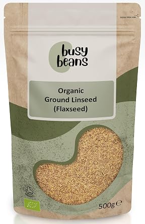 Organic Ground Flaxseed 500g | Milled Linseed | High Fibre | Omega 3 Source | Vegan | Keto Friendly | by Busy Beans