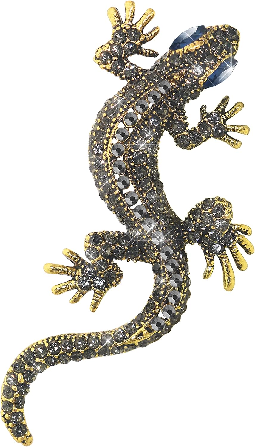 Retro Lizard Gecko Spider Animal Brooch Lapel Pin Dainty Rhinestone Crystal Brooch Costume Jewelry Accessories for Scarf Corsage