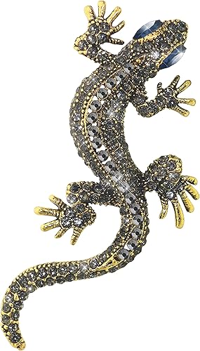 Broche retro de lagarto Gecko Spider Animal Pin de solapa delicado broche de cristal de diamantes de imitación accesorios de joyería para bufanda