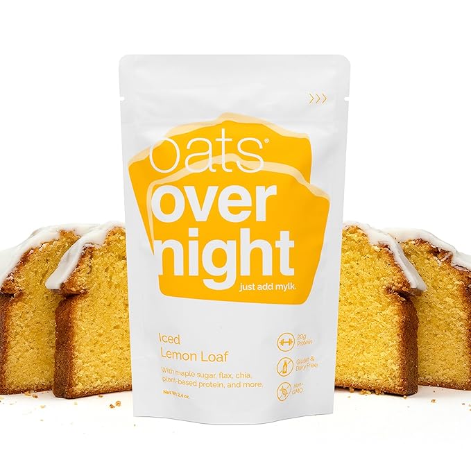 Oats Overnight Iced Lemon Loaf Avena Proteína Vegana Sin Gluten 2.4 oz (Pack 8) miniatura 7