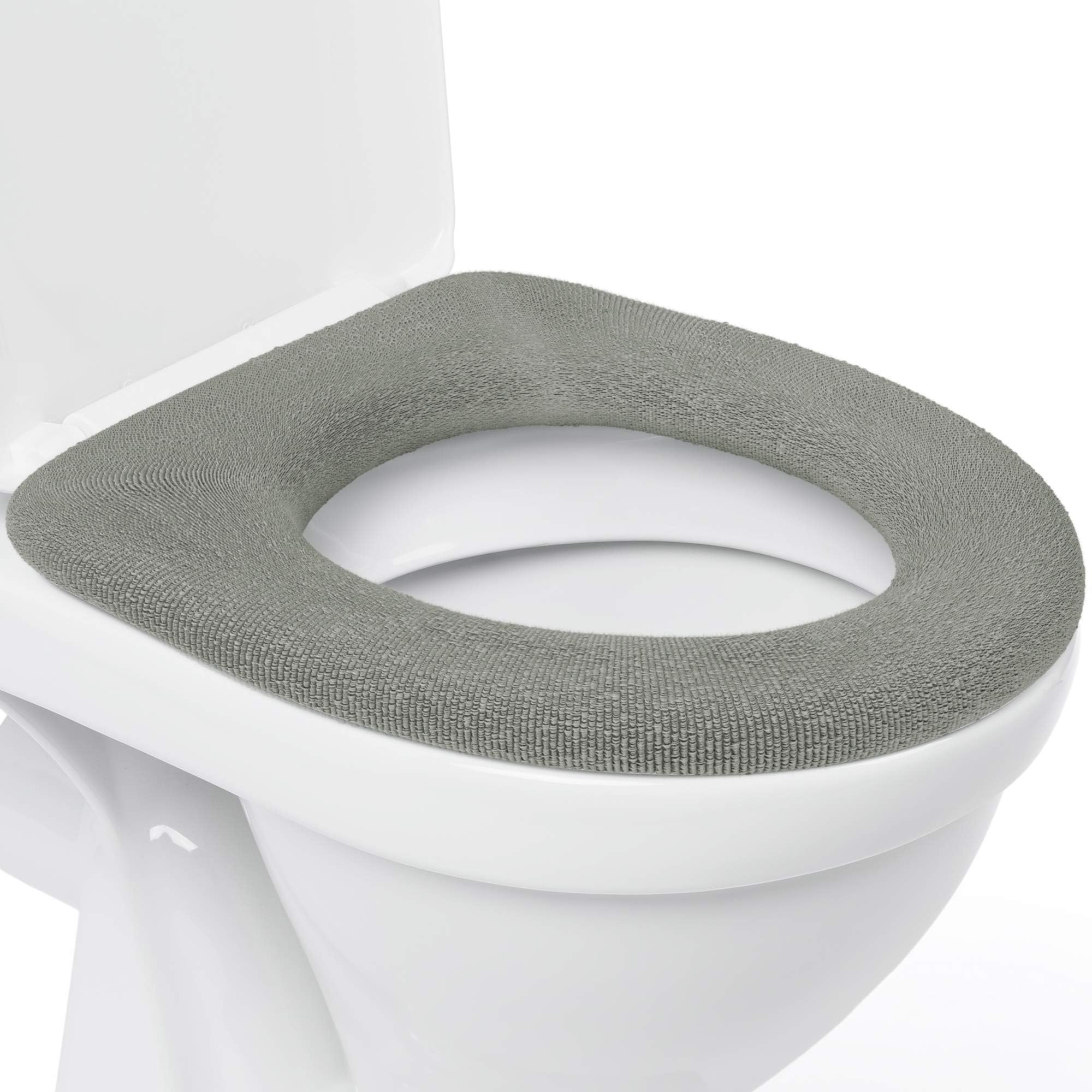 Medipaq Toilet Seat Cover - Super Warm Luxury Feel Cushioned Fleece - Toughened Retaining Ring - Universal Fit - Machine Washable (2X Grey Covers)