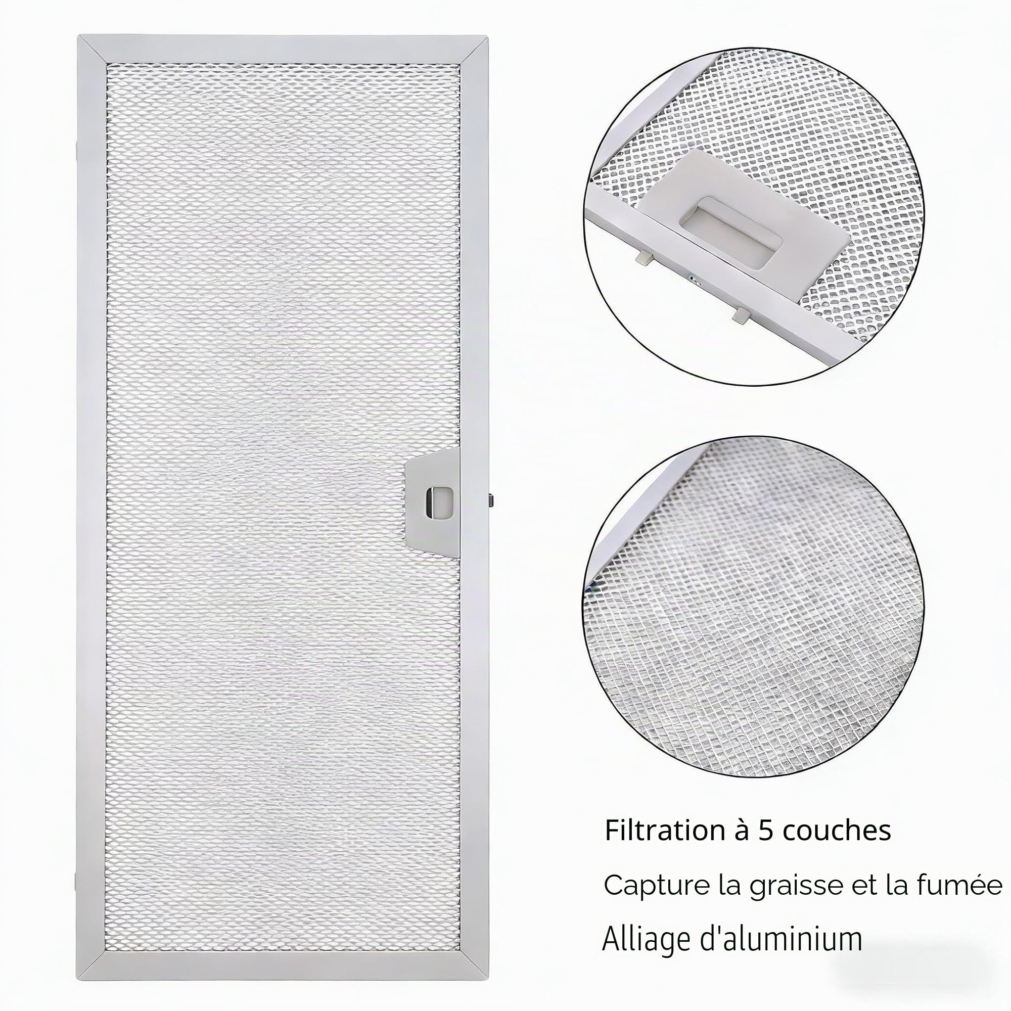 Lot de 2 filtres pour Hotte Aspirante en Aluminium Filtre à Graisse pour Hotte de Cuisine 506 x 300 x 9 mm