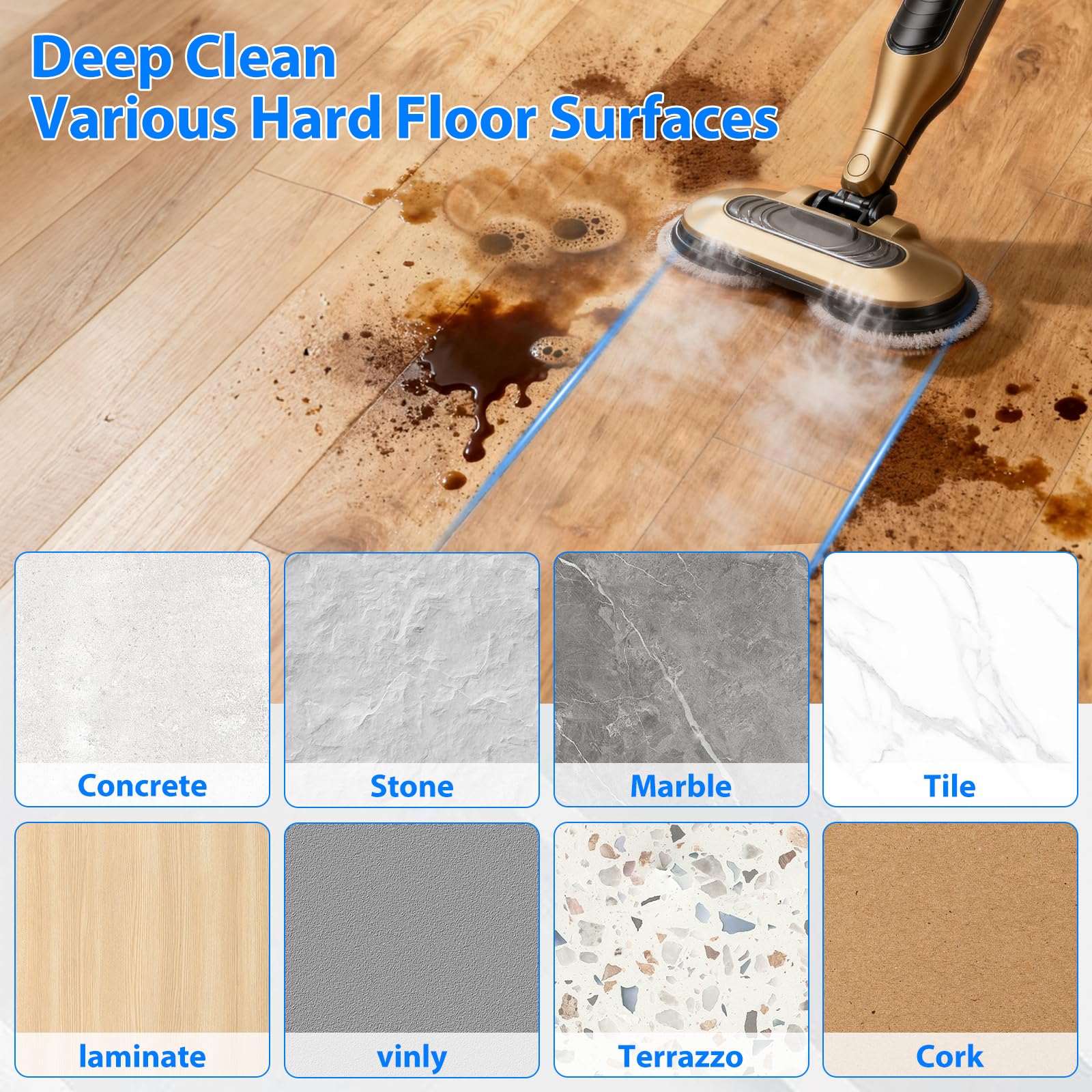 Almohadillas de repuesto para mopa de vapor Shark Steam Mop Professional Cleaning and Polishing Compatible con Shark S8201/S7000/S7001 Series para limpieza profunda de suelos duros, 8 almohadillas de