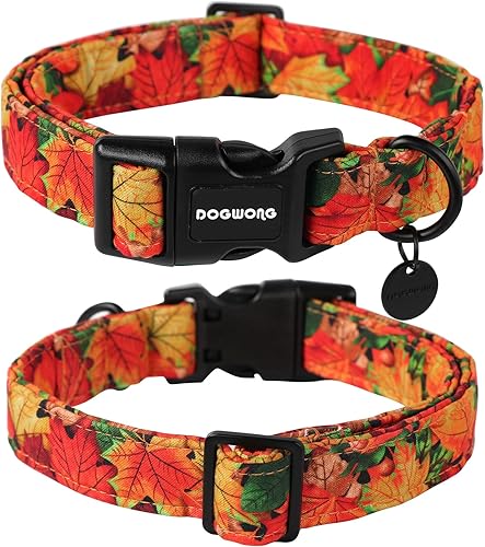 Miniatura 2 de DOGWONG Collar de algodón para perro, collar de otoño resistente, duradero, tela suave, collar de perro para mascotas, lindo collar de Halloween