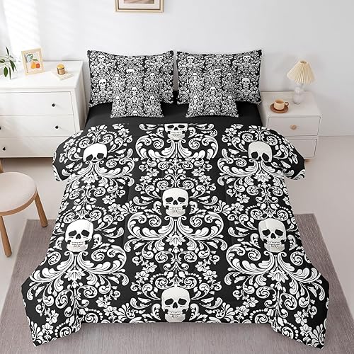 Damask Gothic Bedding Set Adults Antique Victorian Bed in a Bag Queen Comforter 
