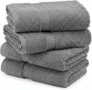 SUPERIOR Egyptian Cotton Plush & Absorbent, Hand Towel Set of 4, Charcoal