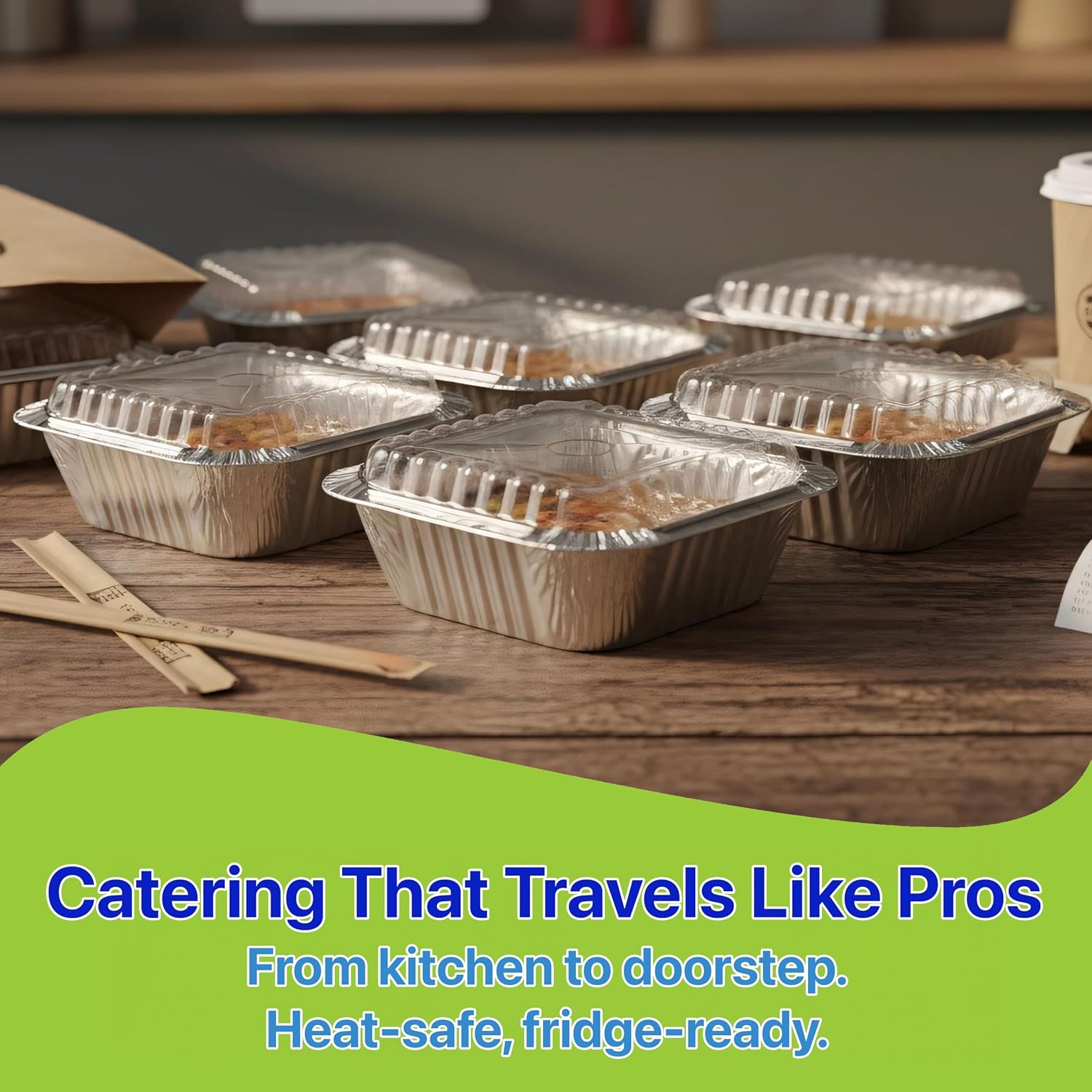 Rectangular Aluminum Foil Pans With Clear Dome Lids [1 lb] x [10 Set] Disposable Take‑Out Containers for Catering, Meal Prep, Freezer and Oven‑Safe Food Storage (10 Pack, 1 lb)
