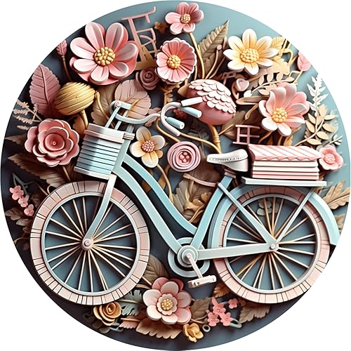 Miniatura 6 de Placa de pared rústica para pared, letrero redondo de metal con corona de calabaza, para colgar en la puerta de bienvenida, adecuado para el hogar,