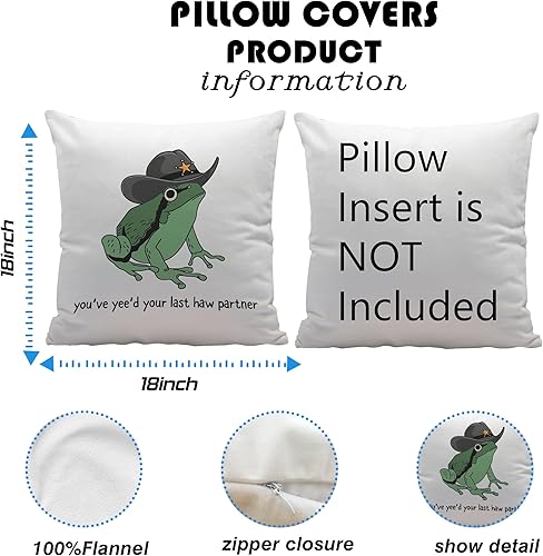 Miniatura 5 de Ayxvt Wild West Cowboy Frog Meme You Just Yee'd Your Last Haw Partner - Funda de almohada decorativa para decoración de sala de estar del oeste,