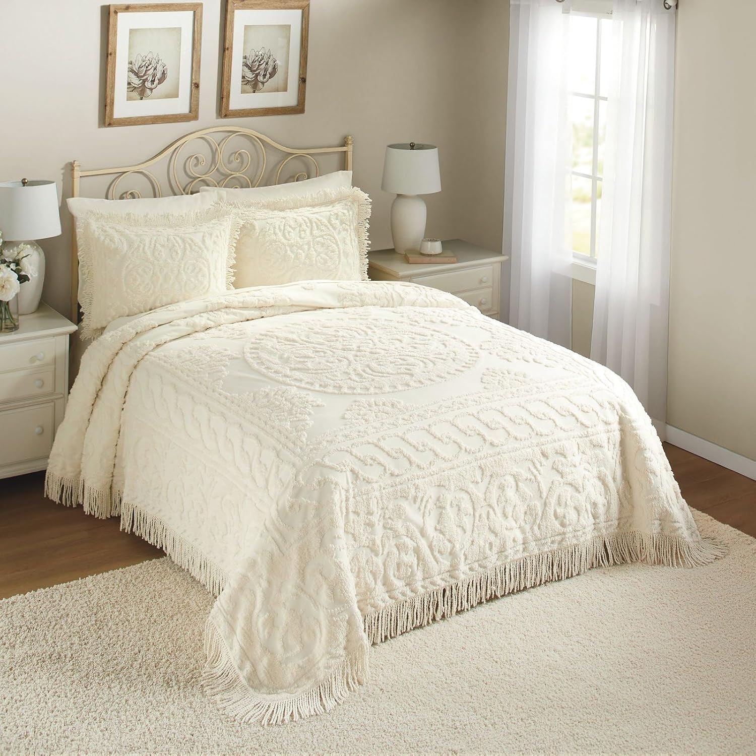 Stoneberry Home® Fringed Chenille Bedspread King Cotton Navy