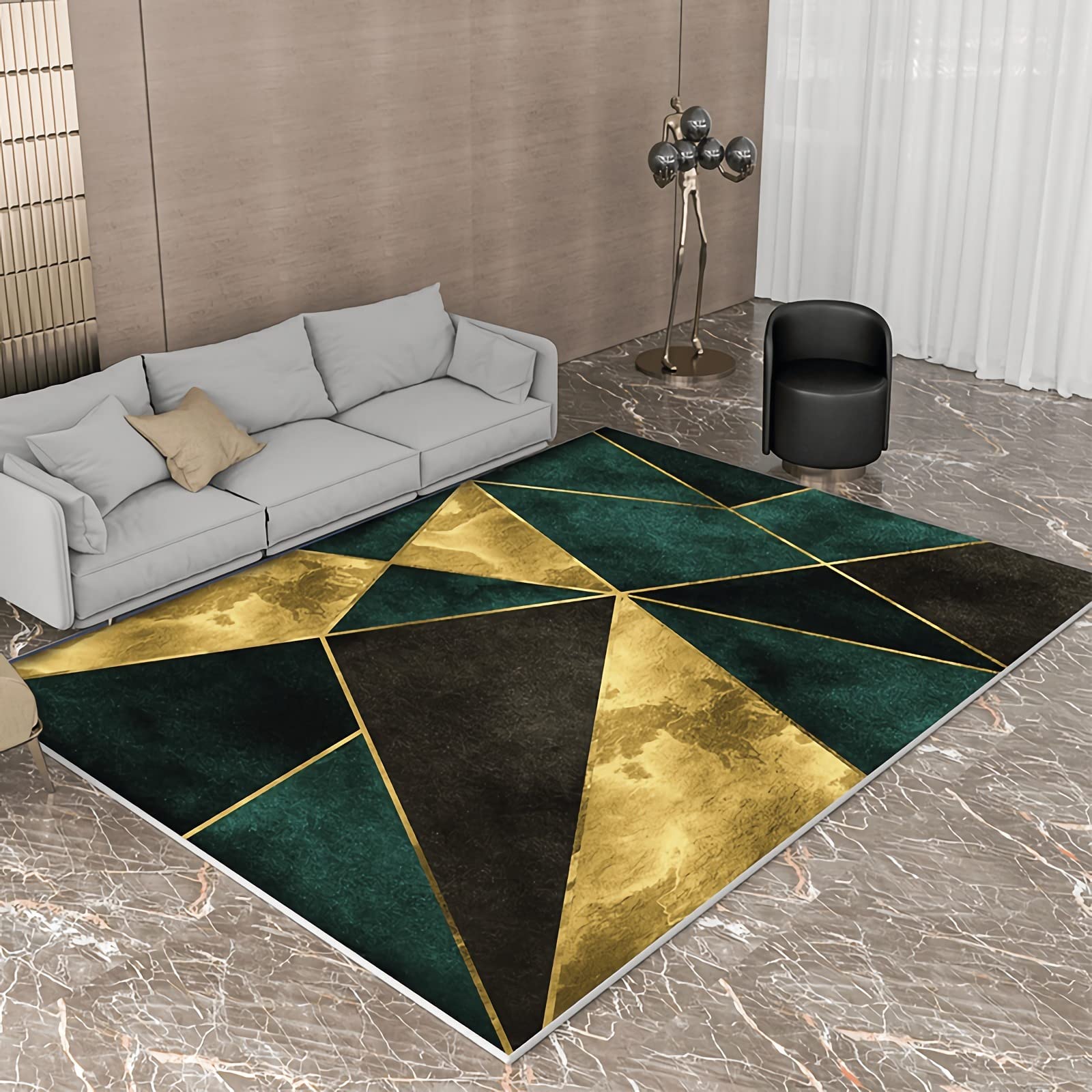 Tapis de couloir géométrique à triangles pour dynamiser une chambre d'ado