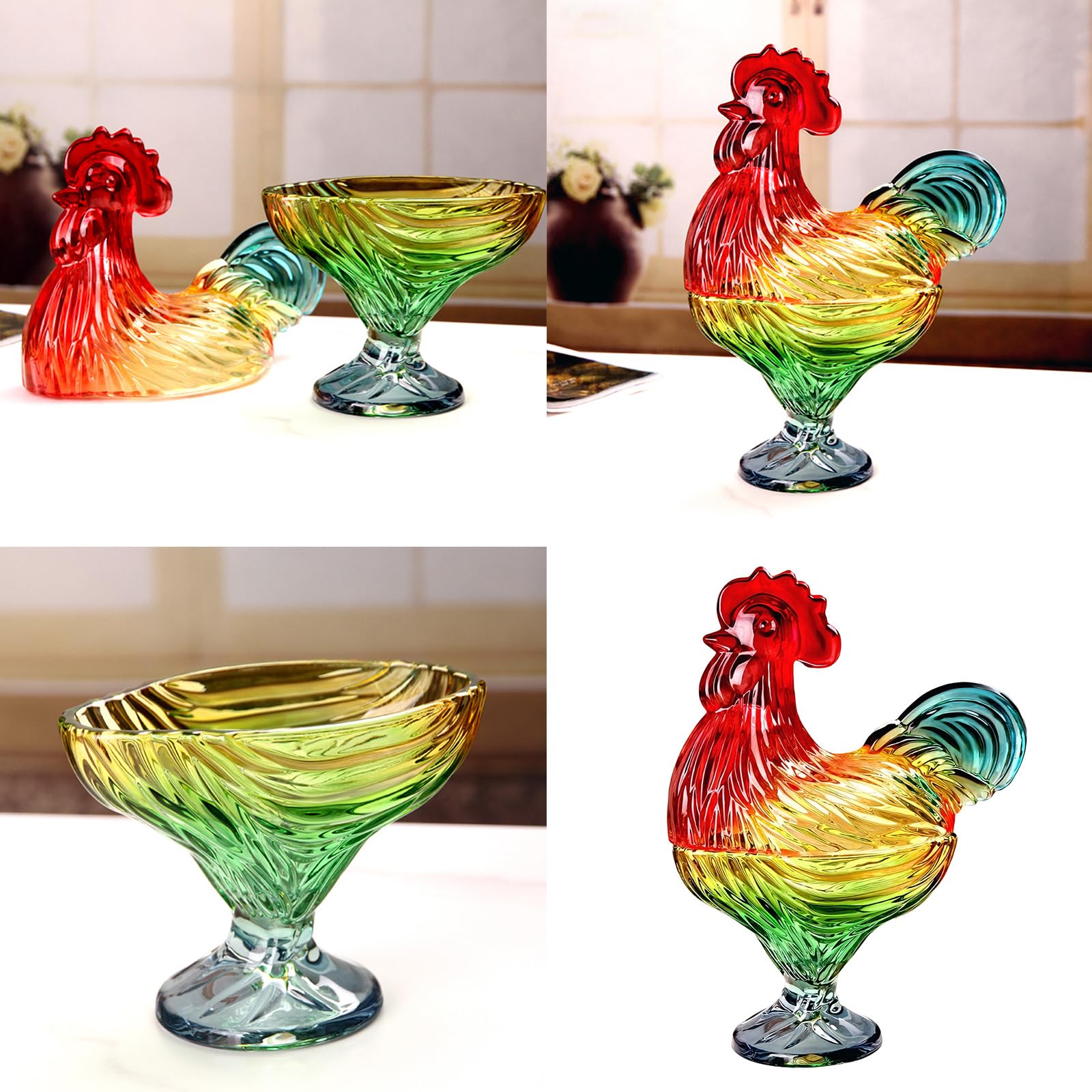 de caramelo de gallos de, cuenco decorativo cubierto para dulces con, vasos de, tarro de caramelos con forma de pollo, cuenco para aperitivos, de gallos de de