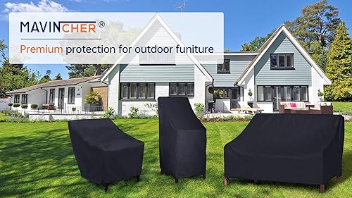 Miniatura 7 de MAVINCHER Fundas apilables para sillas de patio, fundas para sillas de patio con respaldo alto, 600D, resistentes al agua, fundas de muebles para