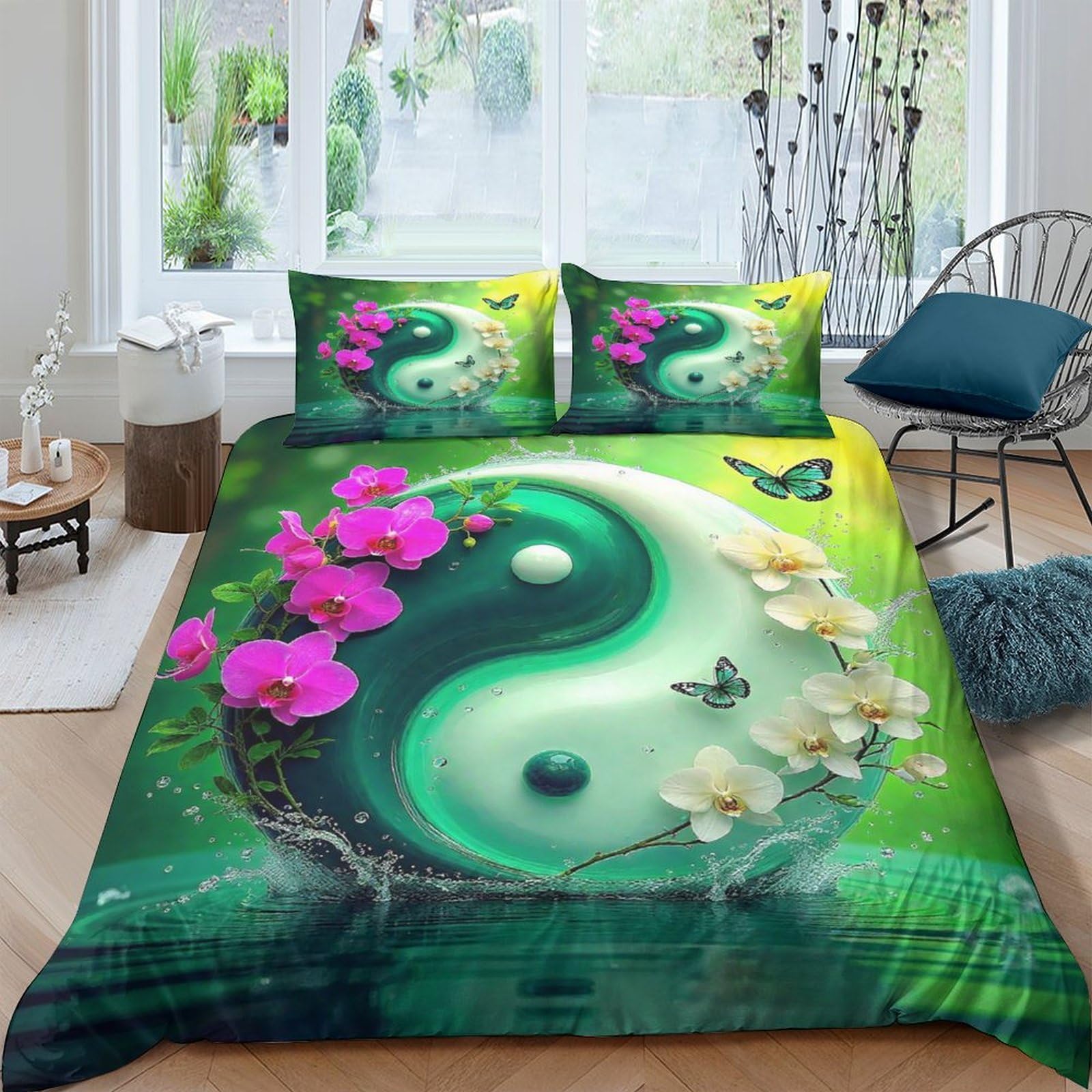 Ensemble de literie Yin Yang art unique imprimé 3D 3 pièces
