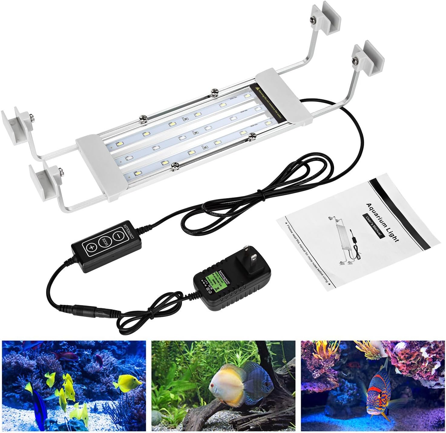 NEXGADGET LED Aquarium Light, Fish Tank Light with Extendable Brackets for 11.8-19.6 inch, 7.5W White and Blue Light with Hand…