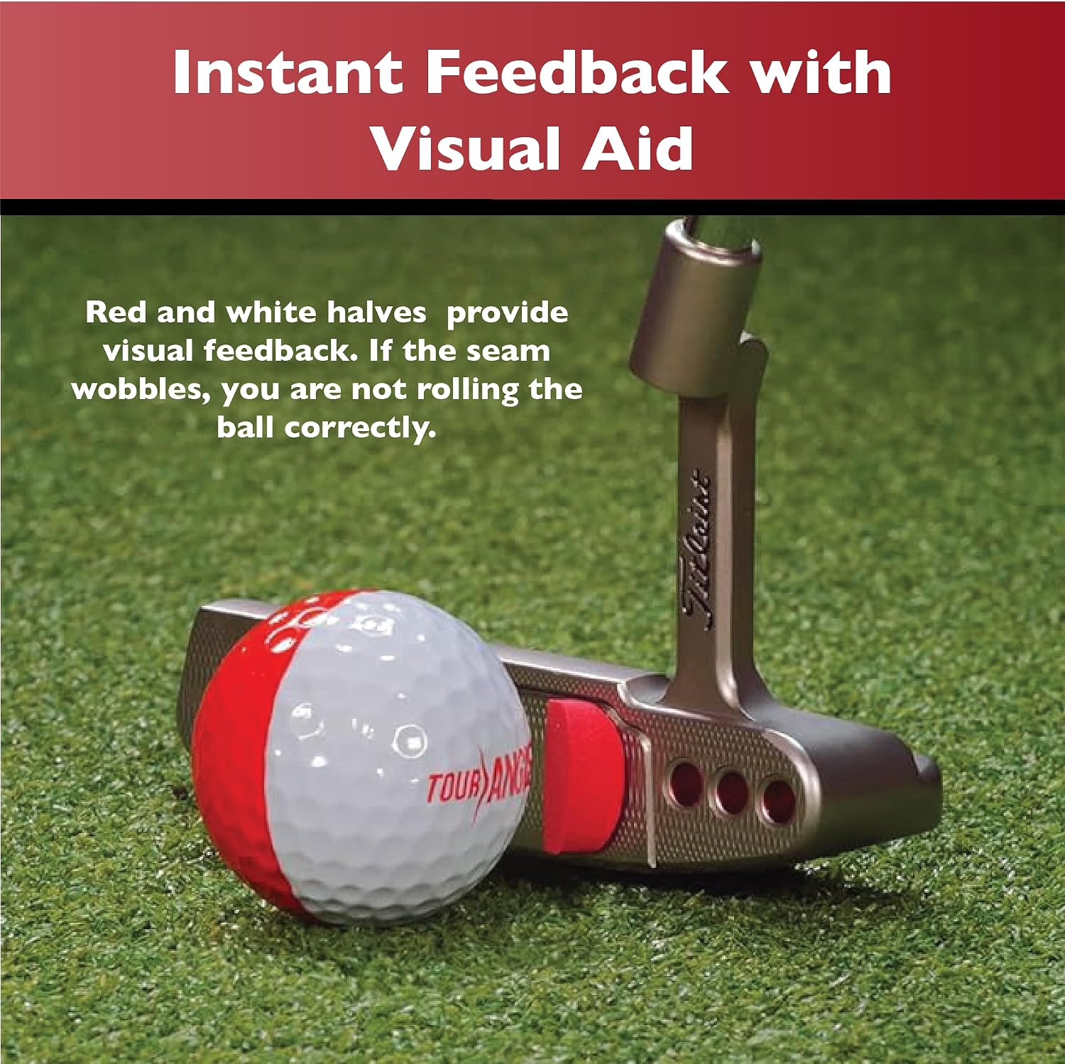 360 Golf Ball Putting Aid - Practice Putting Balls - Instant Visual Feedback - Learn to Roll The Ball & Improve Accuracy - Lower Golf Scores - All Skill Levels