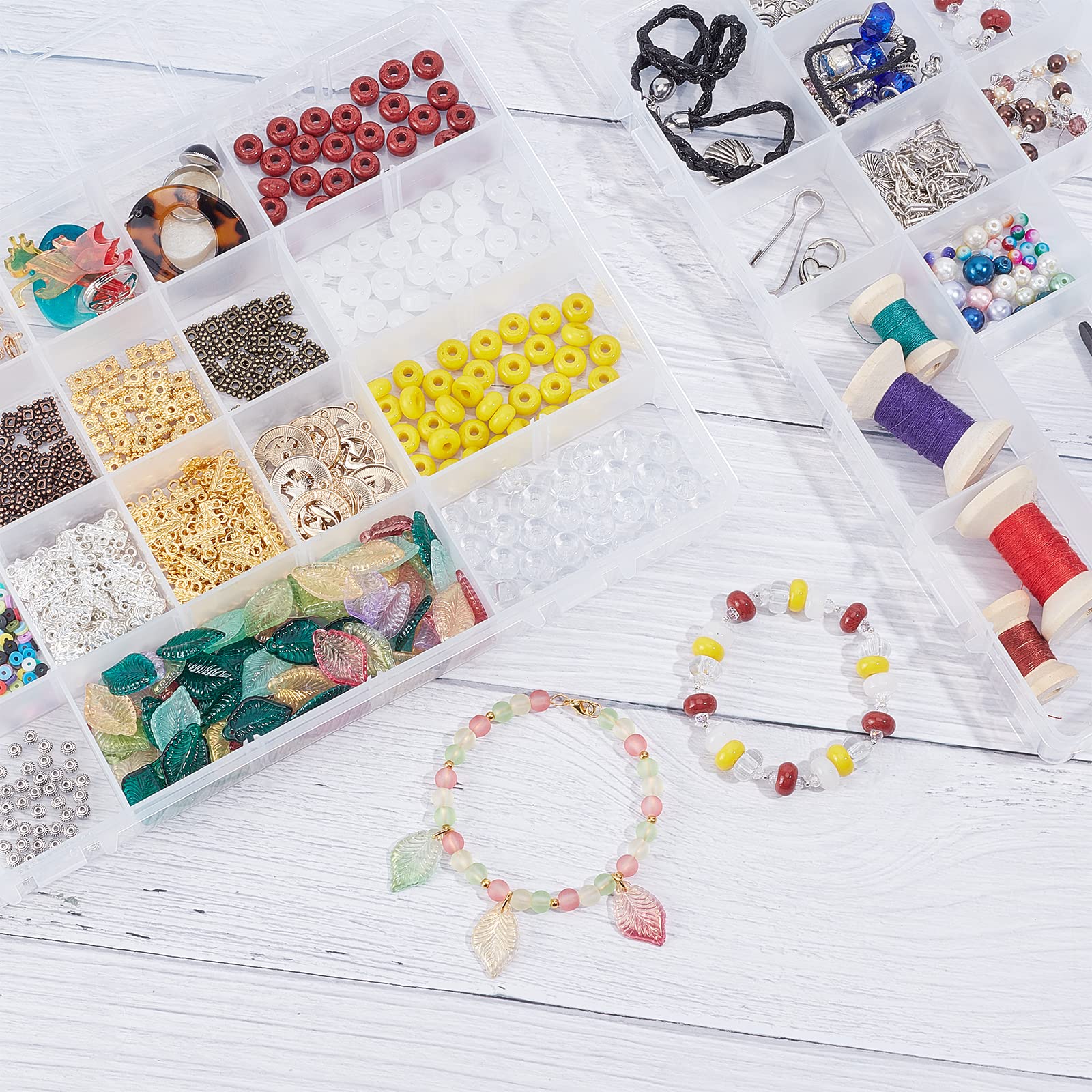BENECREAT Kunststoff-Aufbewahrungsbox mit 28 Fächern, für Schmuck, Ohrringe, transparent, 28 Fächer, 3 Stück