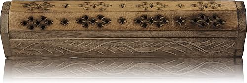 Miniatura 9 de Soporte para quemador de incienso y cono de madera, ataúd con compartimento de almacenamiento orgánico ecológico para cenizas, soporte Agarbatti,