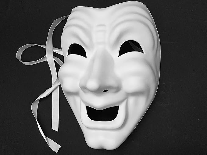 Máscara DIY Blanca de Comedia y Tragedia para Adultos miniatura 2