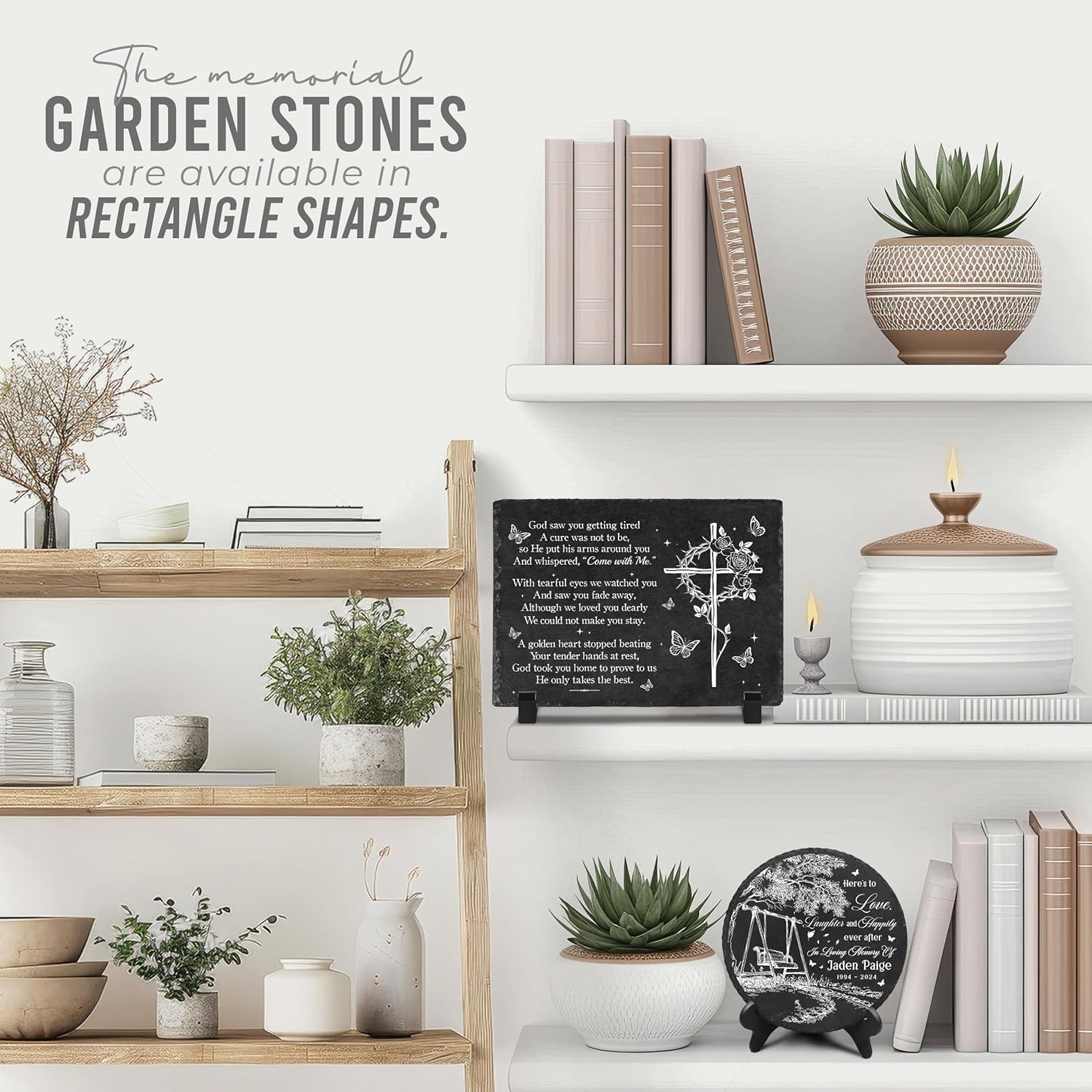 Cross Memorial Stepping Stones, God Saw You Getting Tired, Sympathy Butterfly Outdoor Plaque, Memorial Rectangle Stones for Mom Dad on Christmas