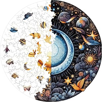 Ahşap Puzzle Yetişkin - Gün Ve Gece - 252 Parça, 29 x 29 cm - Yapıştırıcı Folyo Dahil - Benzersiz Şekilli Parçalar & Özel Figürler - A1-05