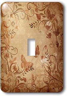 3dRose lsp_184664_1 Pretty Damask Floral Accented Earth Tones Butterfly Designer Original Light Switch Cover