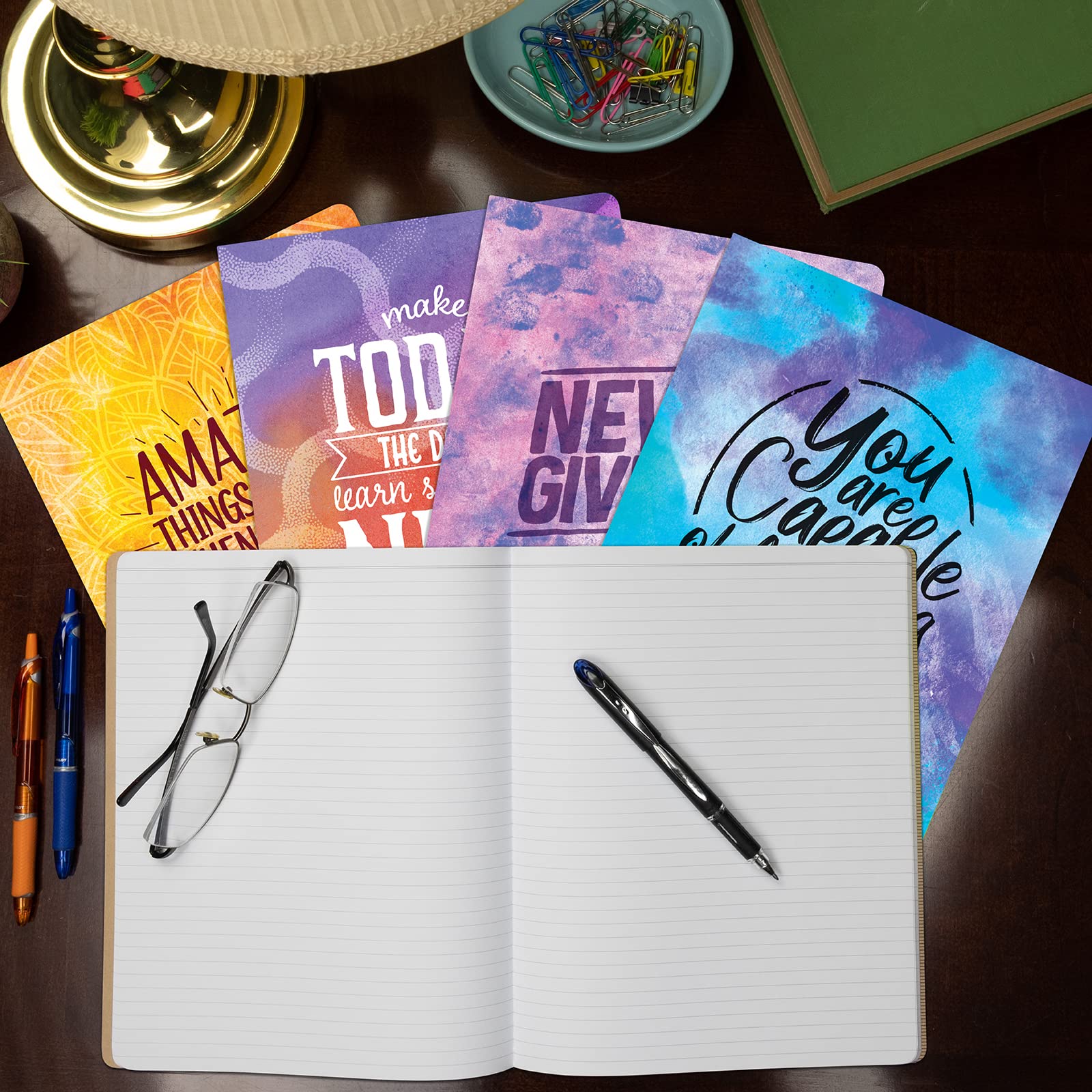 Elan Publishing Company Field - Quaderno per quaderno, 20,3 x 25,4 cm, motivo acquerello, foderato, confezione da 5