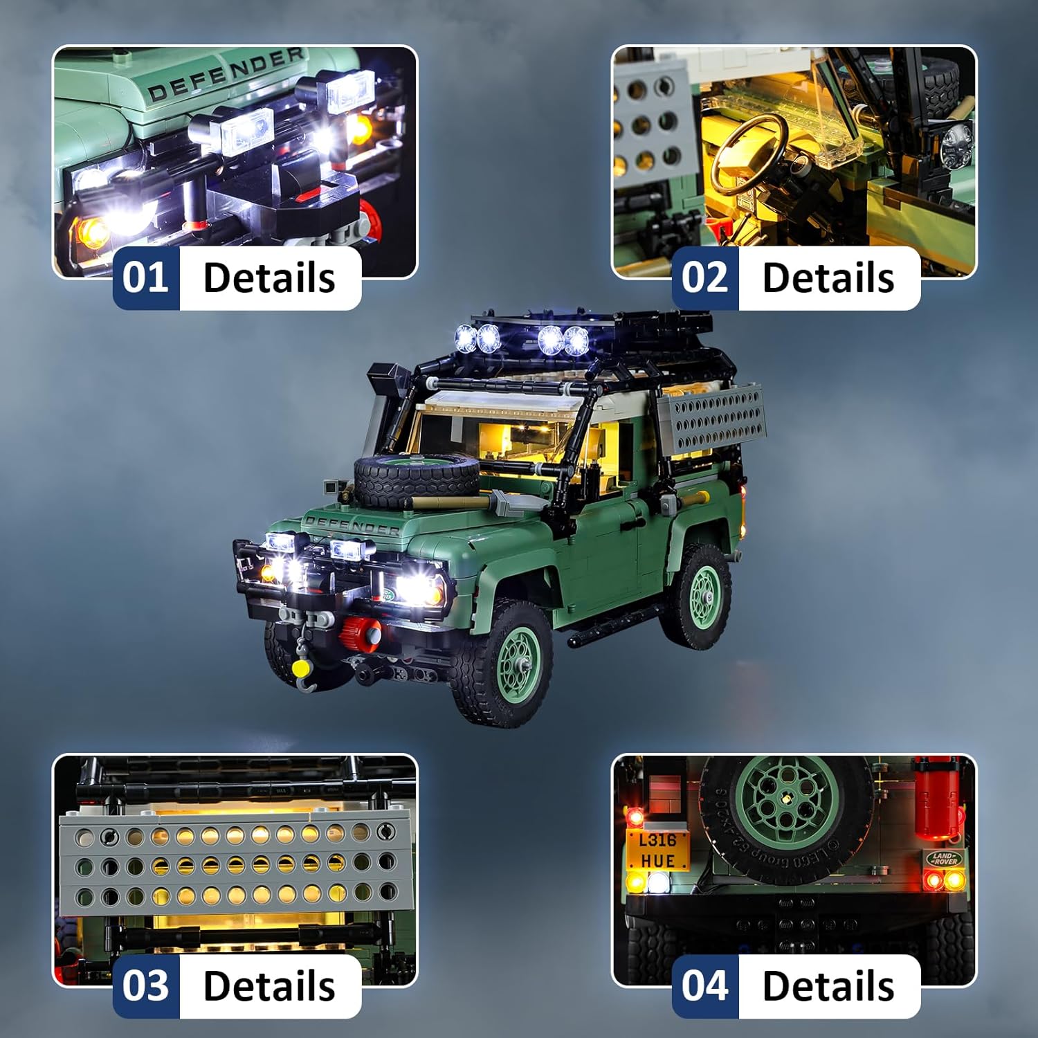 LED Light Kit for Lego 10317 Icons Land-Rover Classic Defender 90 Set, Compatible with Lego 10317 Building Blocks Model(Not Include Blocks Set)