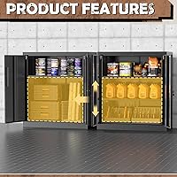 Vista 6 de INTERGREAT Gabinete de almacenamiento de metal con puertas con cerradura, gabinetes de almacenamiento de acero con cerradura con 2 puertas y Negro