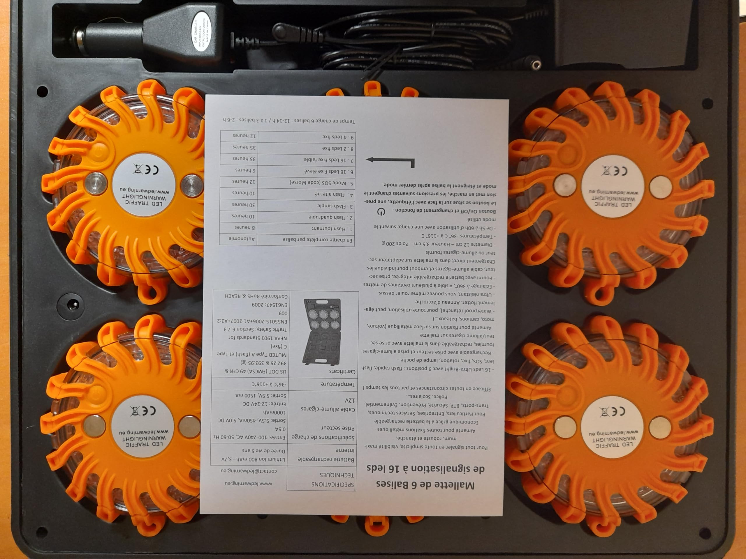Pro conjunto de batería 16 LED de alerta naranja luces/faros
