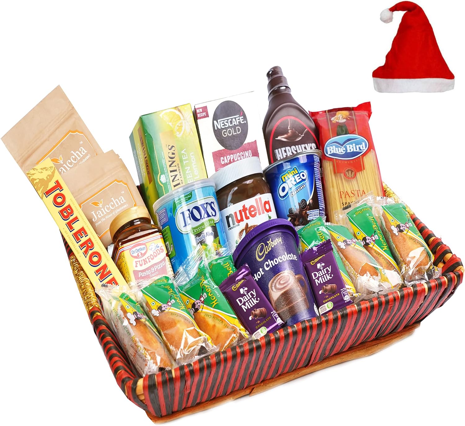 Jaiccha Ghasitaram Christmas Gifts Big Red Basket Hamper of 24 Goodies
