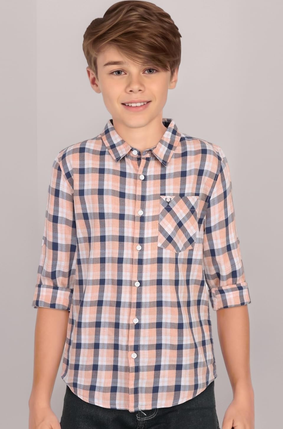 Allen Solly Boy's Regular Fit Shirt(ABSFCSPFJ48452_MULTICOLOR9-10 Years) Pink