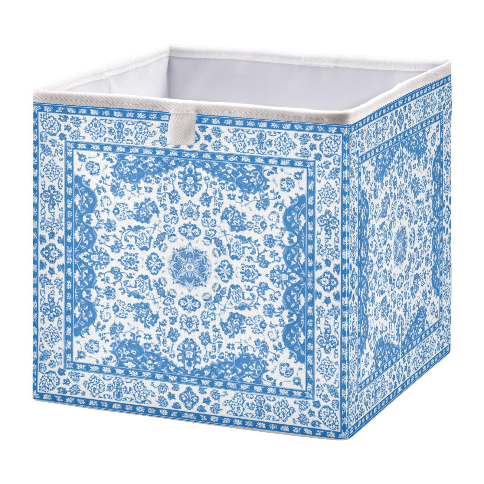 Jumbear A Blue Nd White Floral Cube Storage Bin,Foldable Storage Basket Toy Storage Box For Home Organizing Shelf Closet Bins,28X28x28cm