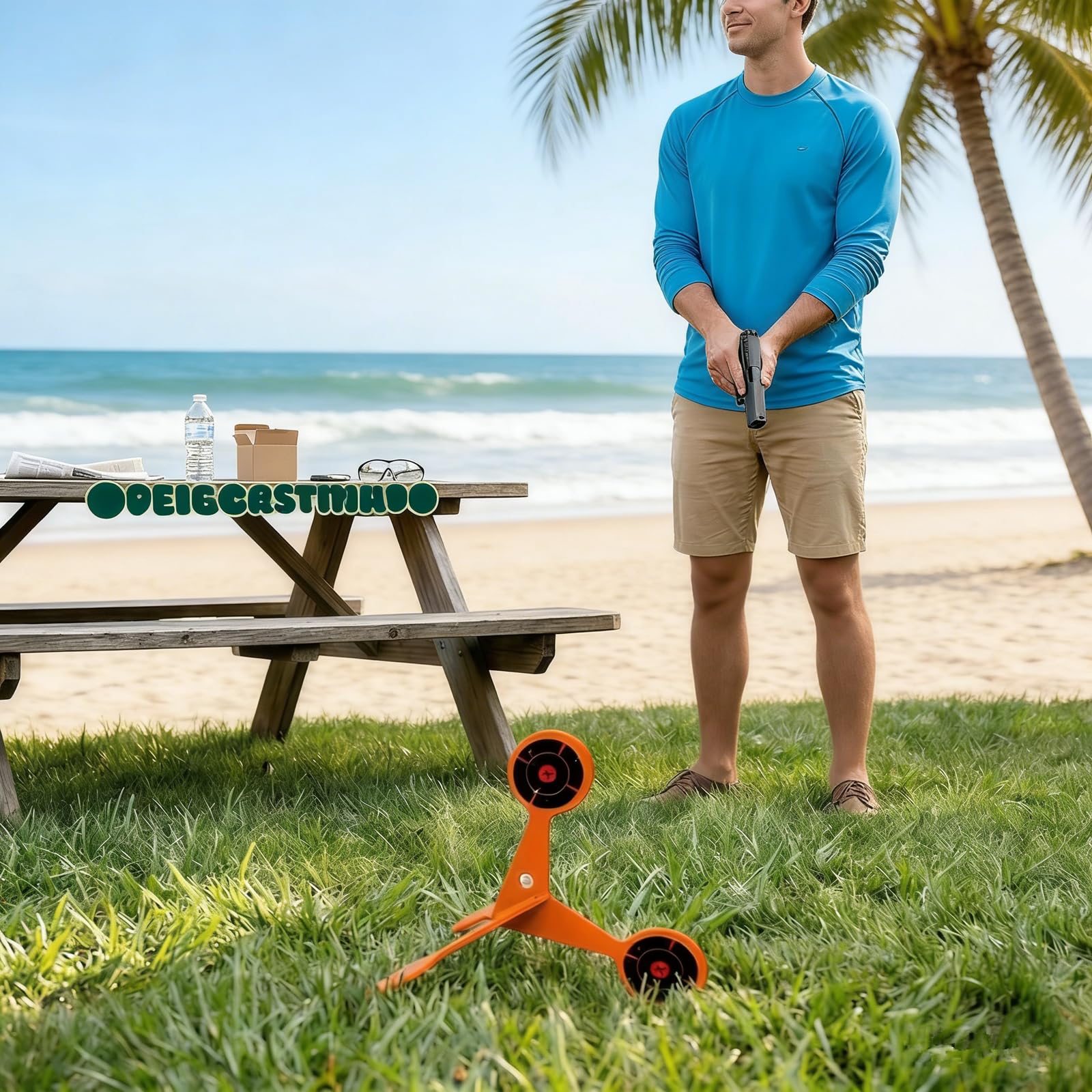 Spinning Shooting Target Thickened Flip Roller, 10 Sheets of Splash Target Paper, Metal Reactive Flip Reset Targets, Automatically Flips, High Caliber for Outdoor and Backyard — view 6