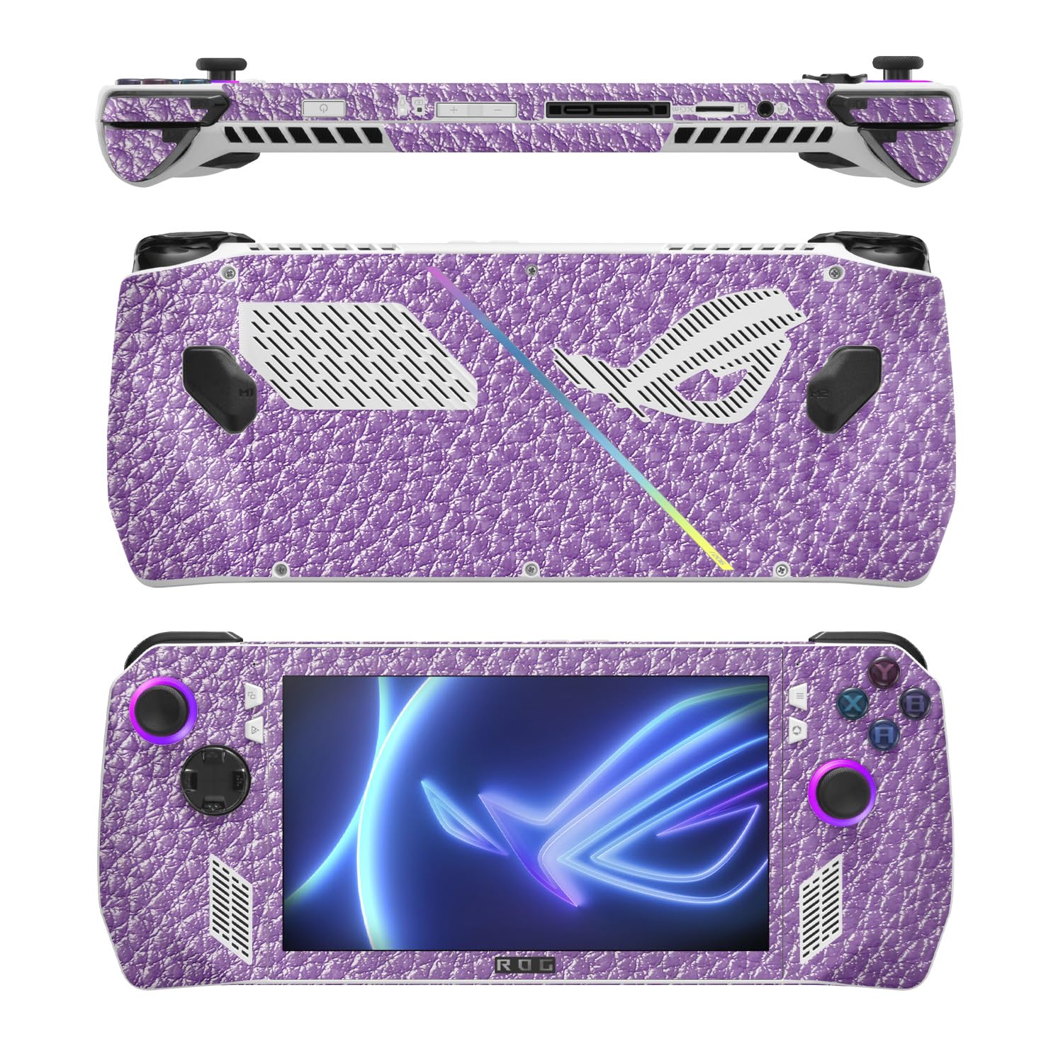 MightySkins Carbon Fiber Skin Compatible with Asus ROG Ally - Purple Pleather | Protective, Durable Textured Carbon Fiber Finish | Easy to Apply