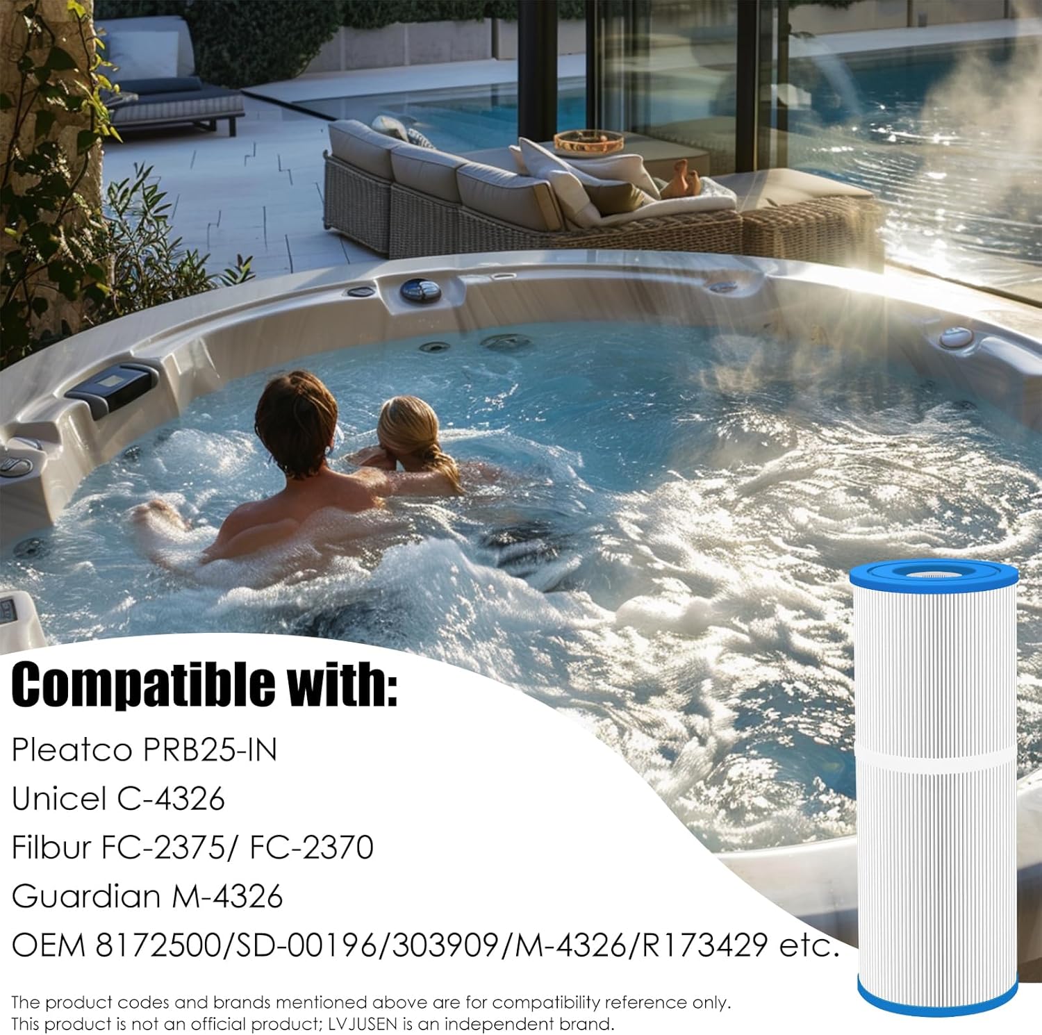 Replacement Filter for PRB25-IN Spa Filter/Filbur FC-2375, FC-2370/Unicel C-4326/Guardian M-4326/413-106/817-2500/5X13 hot tub Filter, 30 sq.ft-2 Pack