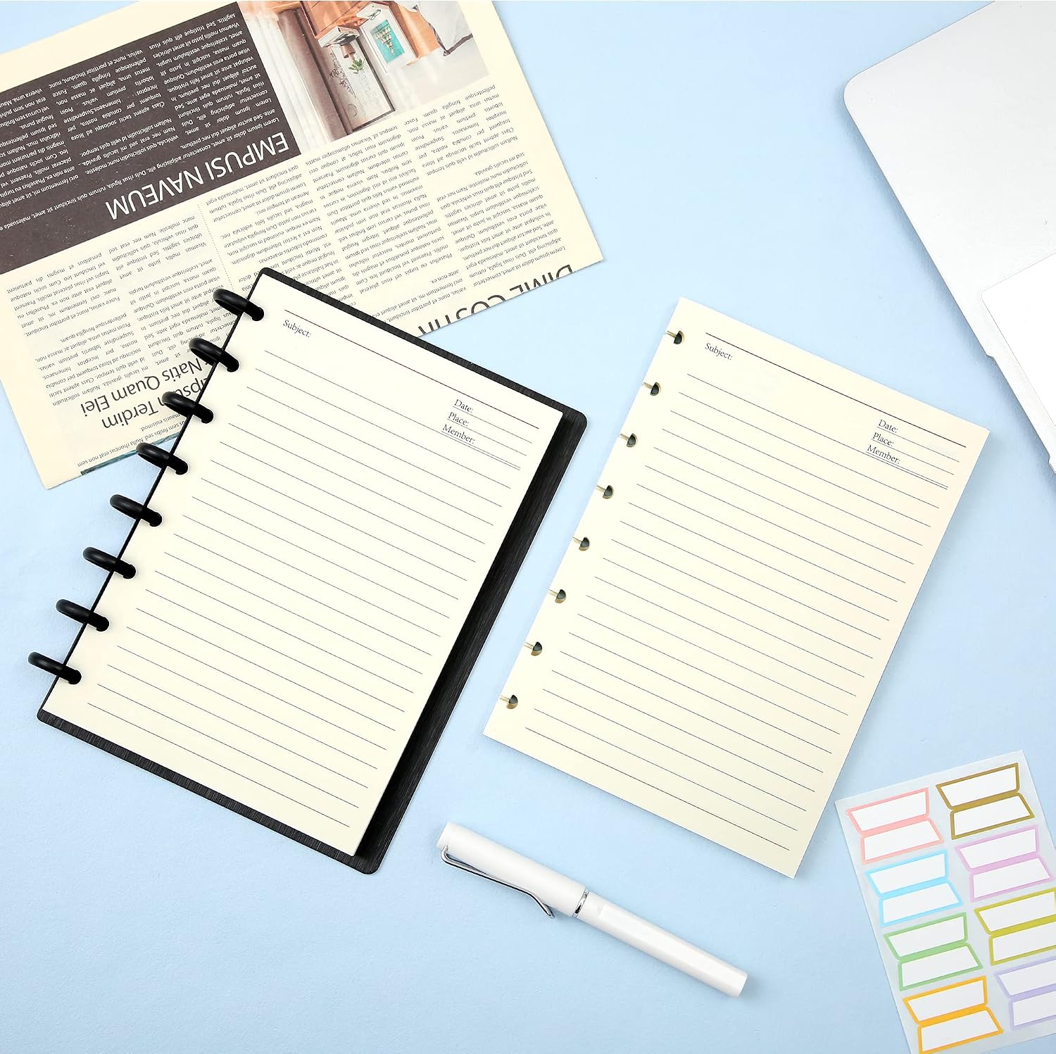 Discbound Notebook Refills for 8 Discs Notebooks Medium Size 120 Sheets Multi-Subject Project Lined Pages Customizable Removable Pages(100 GSM) Heavyweight Planing Paper for 8 Discs Notebooks image 2
