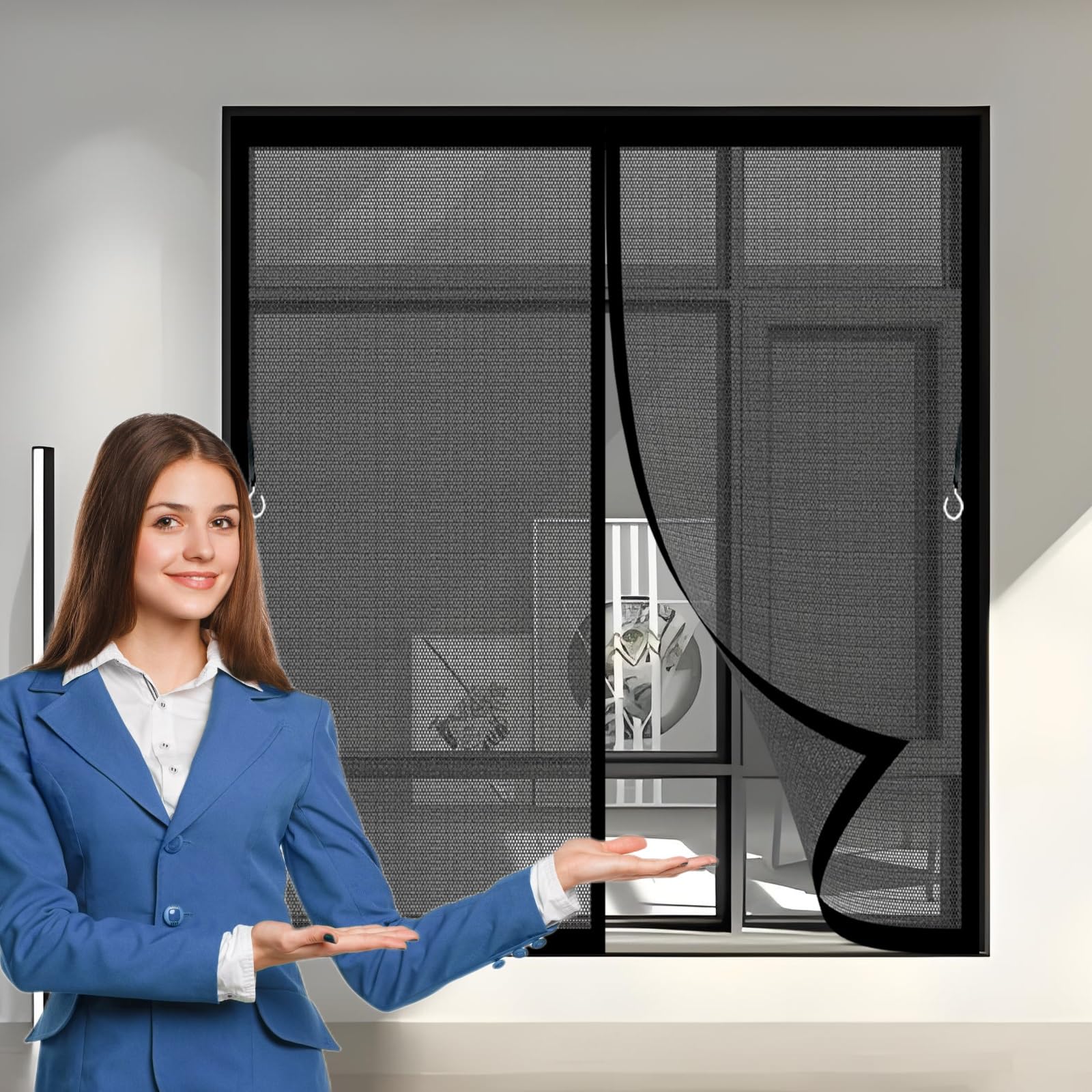 Moustiquaire porte fenetre maille ultra fine 150x151 cm noir