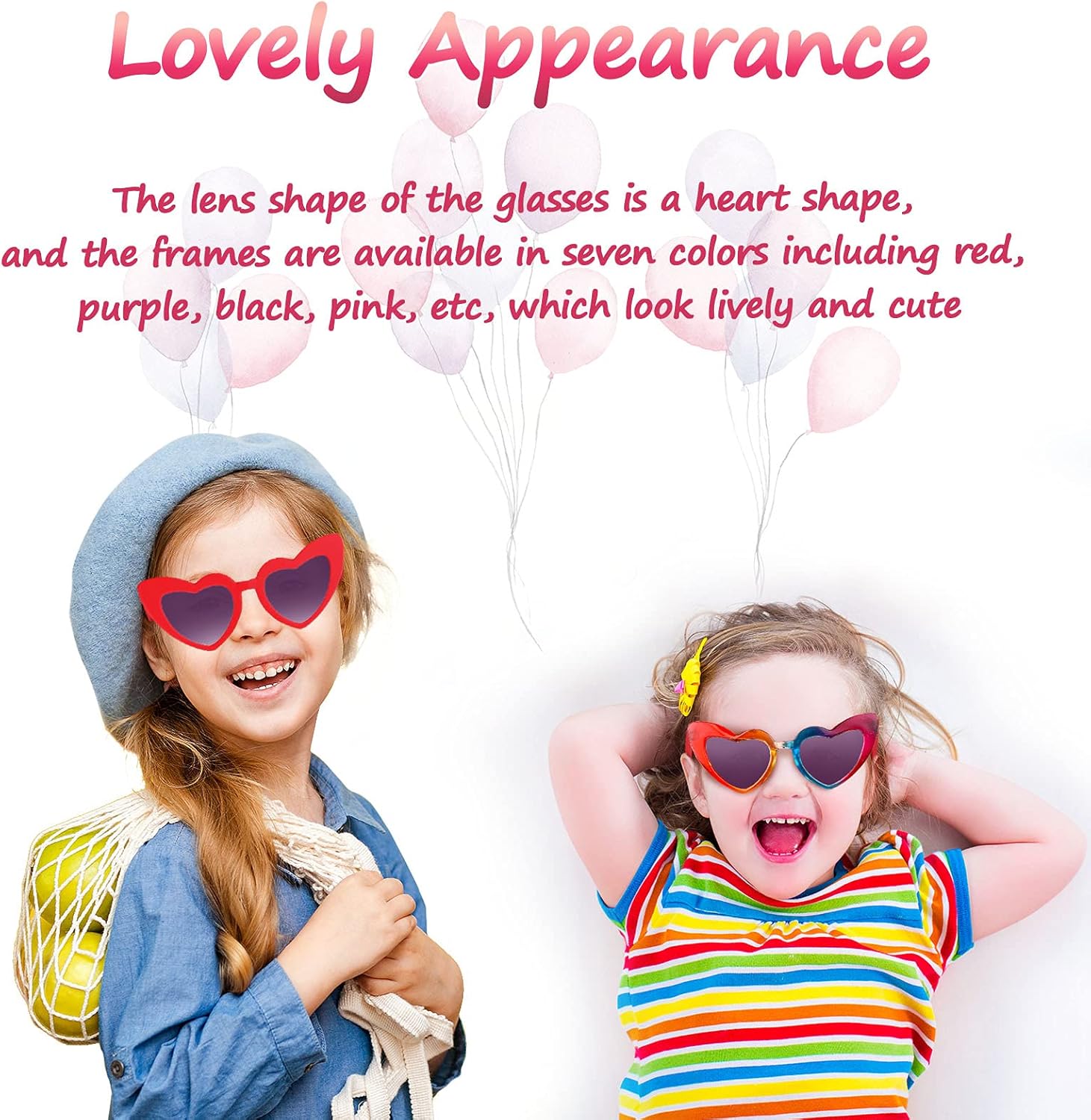 7 Pairs Kids Sunglasses Heart Shaped Sun Glasses Vintage Sunglasses for Children, Boys and Girls : Clothing, Shoes & Jewelry