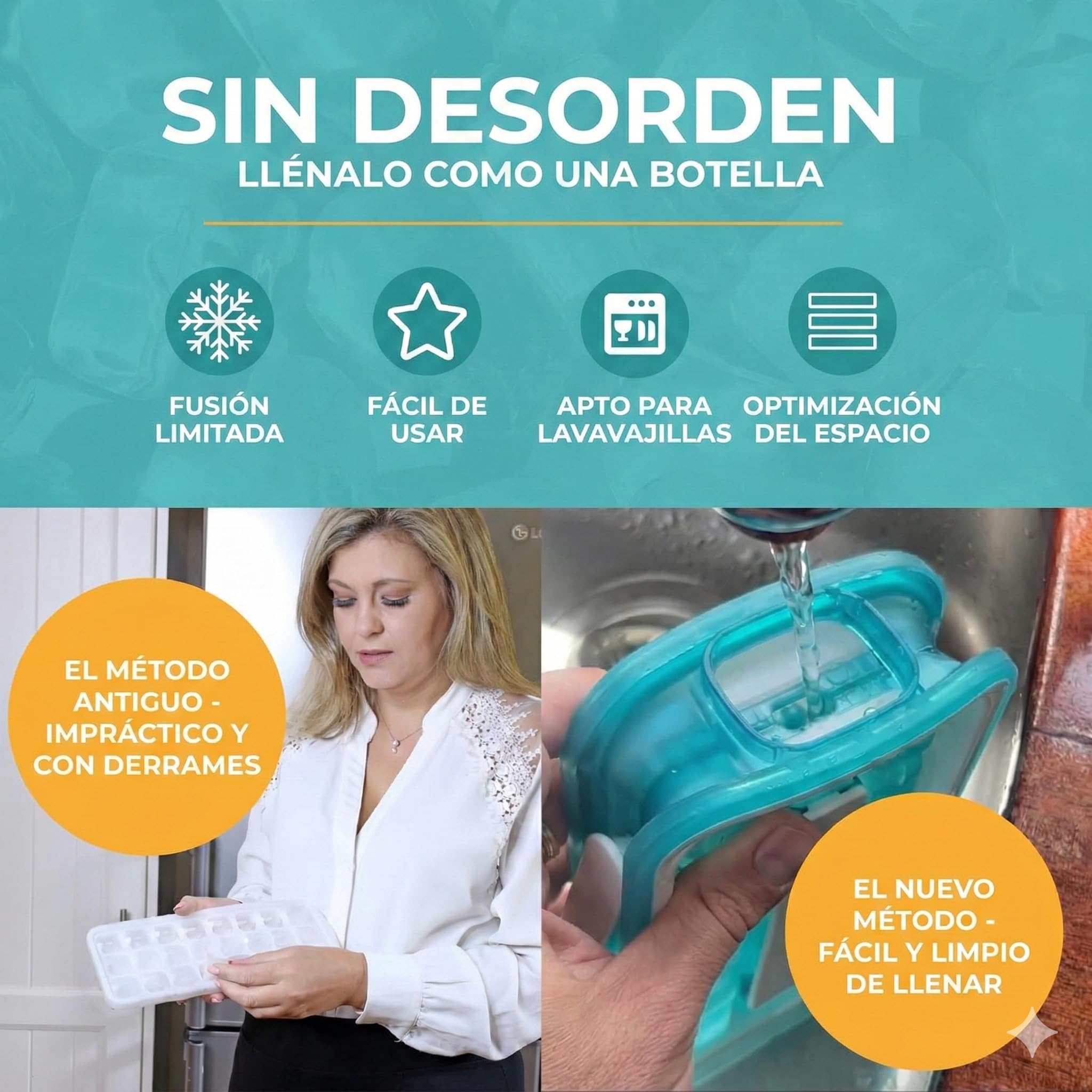 ICEBREAKER POP 2.0 Cubitera Máquina de Hielo 18 Cubitos Recipiente Silicona con Tapa