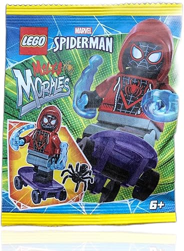 Miniatura 3 de LEGO Marvel Superheroes Spider-Man Across The Spider-Verse Minifigura - Miles Morales Minifigura con monopatín, araña, explosiones de web geniales y